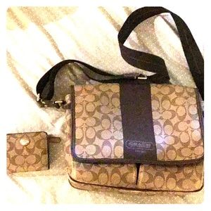 Coach Messenger Bag and Wallet — coated canvas
